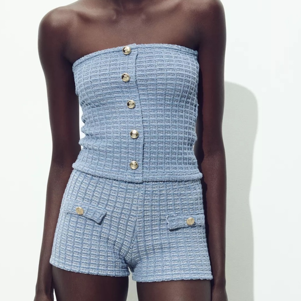 Zara blue stretch tube top
